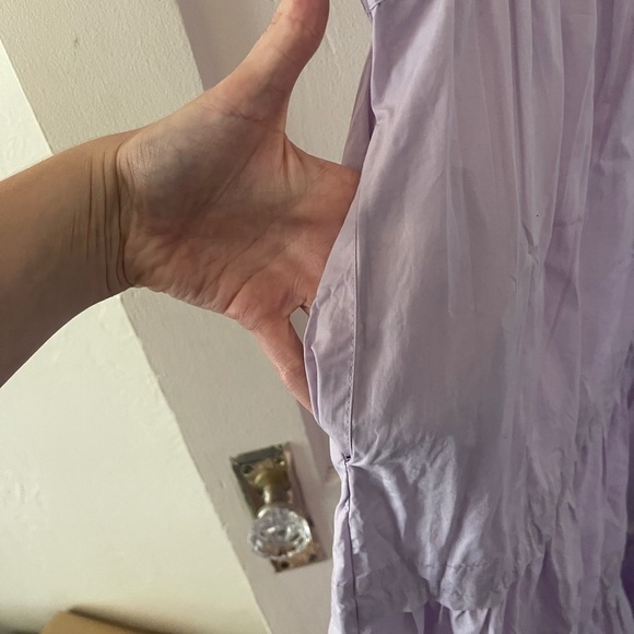 Quince 100% Organic Cotton Poplin Tiered Lilac Dress XS stretch - Picture 5 of 16